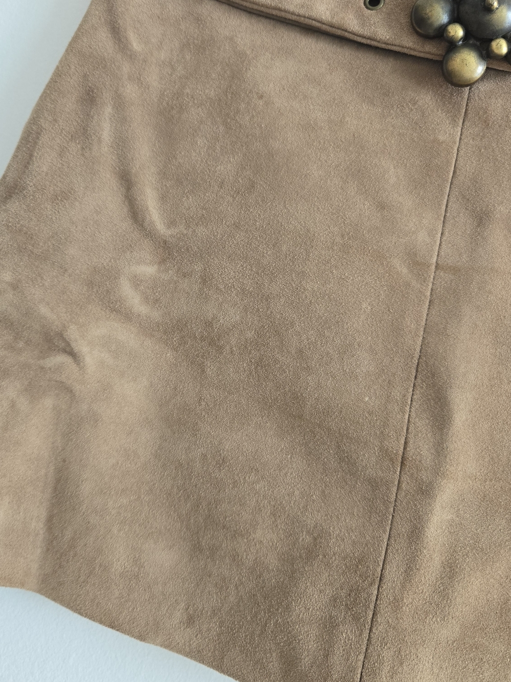 Gryphon New York Suede Skirt in Taupe - Picture 4 of 6